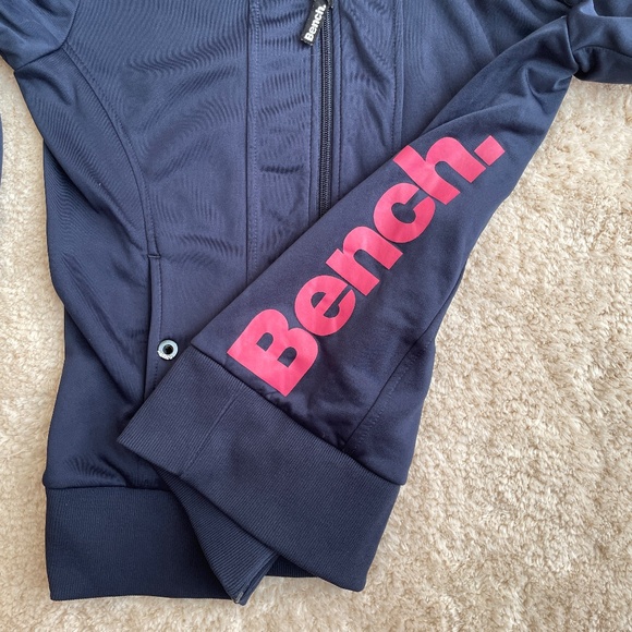 Bench Full Zip Hoodie Womens Size M / US 8 Purple Thumbhole Pockets Printed Logo - Picture 8 of 13